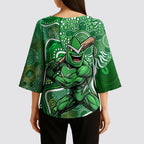 Melbourne Stars Kimono Sleeve Blouse Indigenous Dot Art Superhero Batter Tribal Pattern