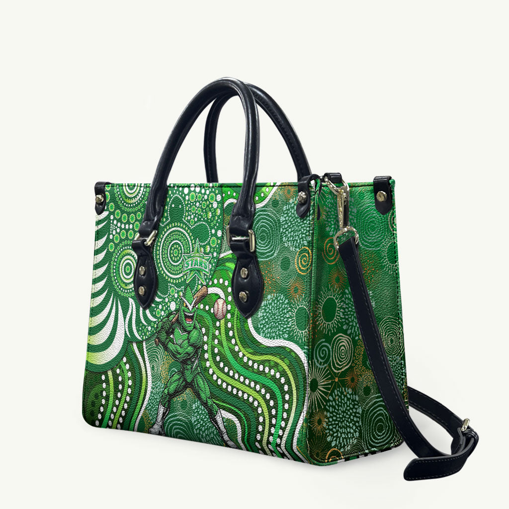 Melbourne Stars Leather Bag Indigenous Dot Art Superhero Batter Tribal Pattern