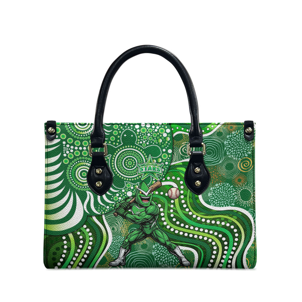 Melbourne Stars Leather Bag Indigenous Dot Art Superhero Batter Tribal Pattern