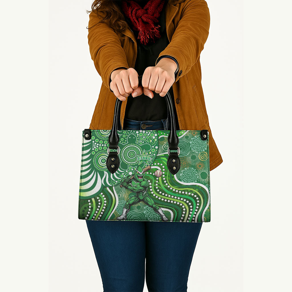 Melbourne Stars Leather Bag Indigenous Dot Art Superhero Batter Tribal Pattern