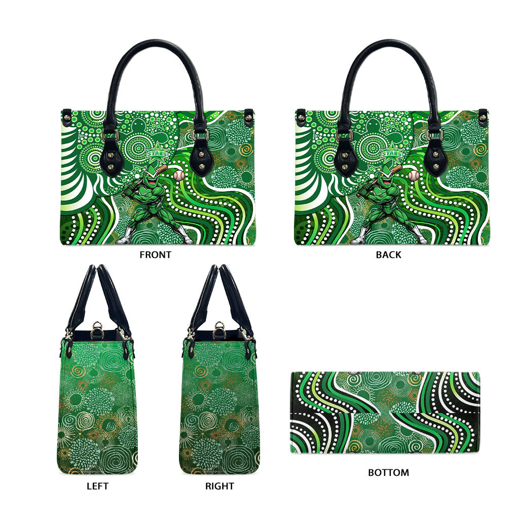 Melbourne Stars Leather Bag Indigenous Dot Art Superhero Batter Tribal Pattern