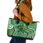 Melbourne Stars Leather Tote Bag Indigenous Dot Art Superhero Batter Tribal Pattern
