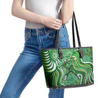 Melbourne Stars Leather Tote Bag Indigenous Dot Art Superhero Batter Tribal Pattern