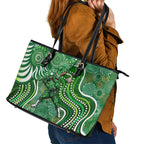 Melbourne Stars Leather Tote Bag Indigenous Dot Art Superhero Batter Tribal Pattern