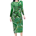 Melbourne Stars Long Sleeve Bodycon Dress Indigenous Dot Art Superhero Batter Tribal Pattern