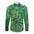 Melbourne Stars Long Sleeve Button Shirt Indigenous Dot Art Superhero Batter Tribal Pattern