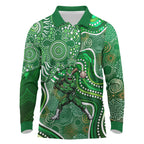Melbourne Stars Long Sleeve Polo Shirt Indigenous Dot Art Superhero Batter Tribal Pattern