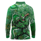 Melbourne Stars Long Sleeve Polo Shirt Indigenous Dot Art Superhero Batter Tribal Pattern