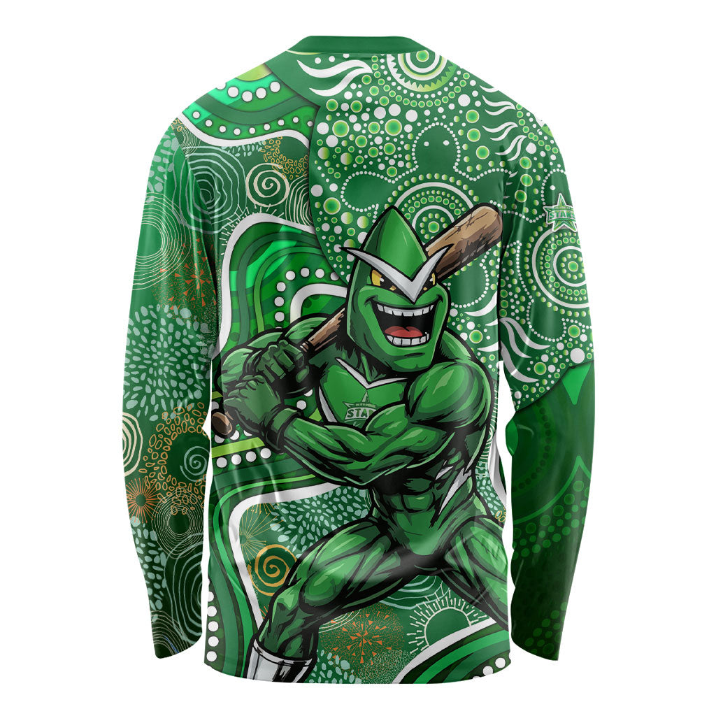 Melbourne Stars Long Sleeve Shirt Indigenous Dot Art Superhero Batter Tribal Pattern