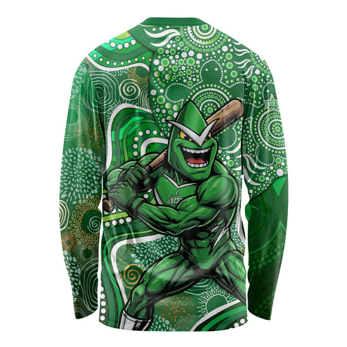 Melbourne Stars Long Sleeve Shirt Indigenous Dot Art Superhero Batter Tribal Pattern