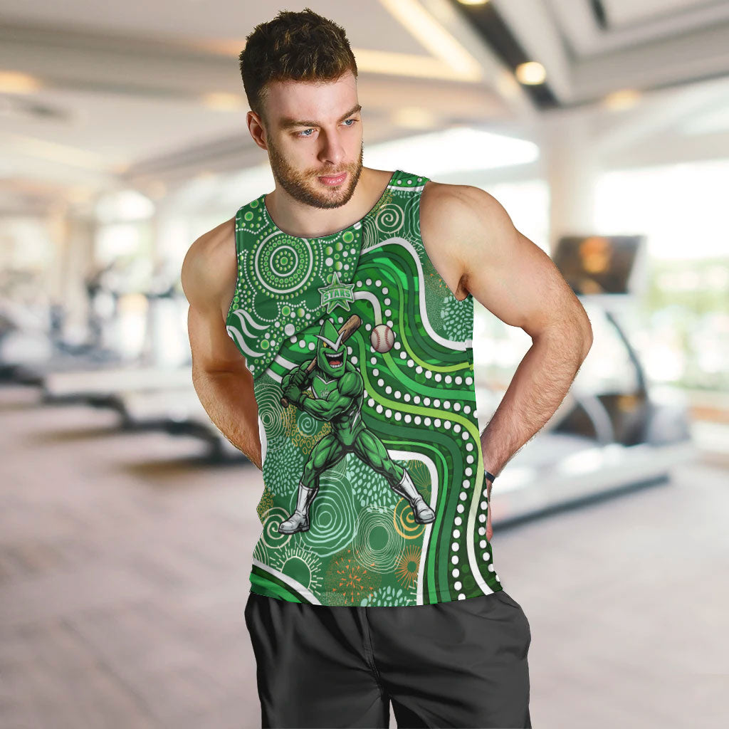 Melbourne Stars Men Tank Top Indigenous Dot Art Superhero Batter Tribal Pattern