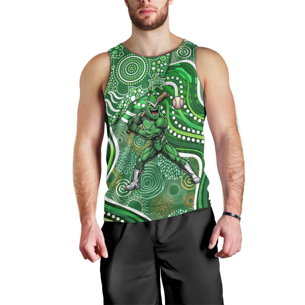Melbourne Stars Men Tank Top Indigenous Dot Art Superhero Batter Tribal Pattern