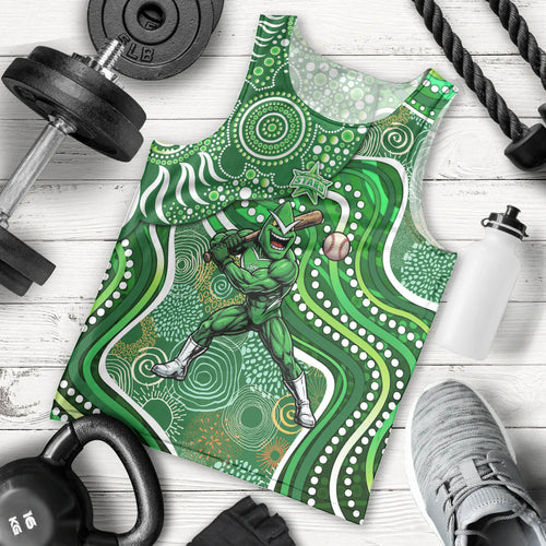 Melbourne Stars Men Tank Top Indigenous Dot Art Superhero Batter Tribal Pattern