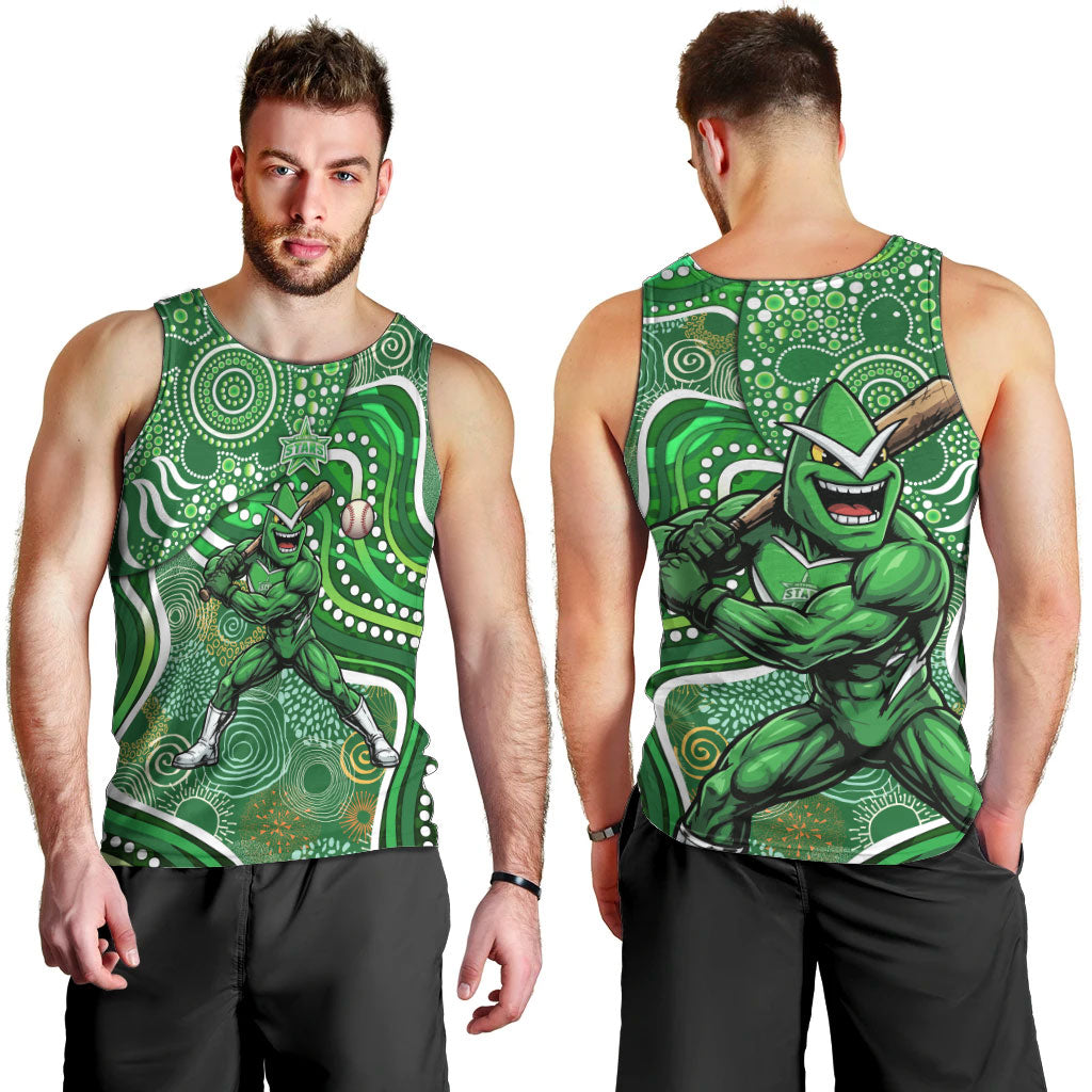 Melbourne Stars Men Tank Top Indigenous Dot Art Superhero Batter Tribal Pattern