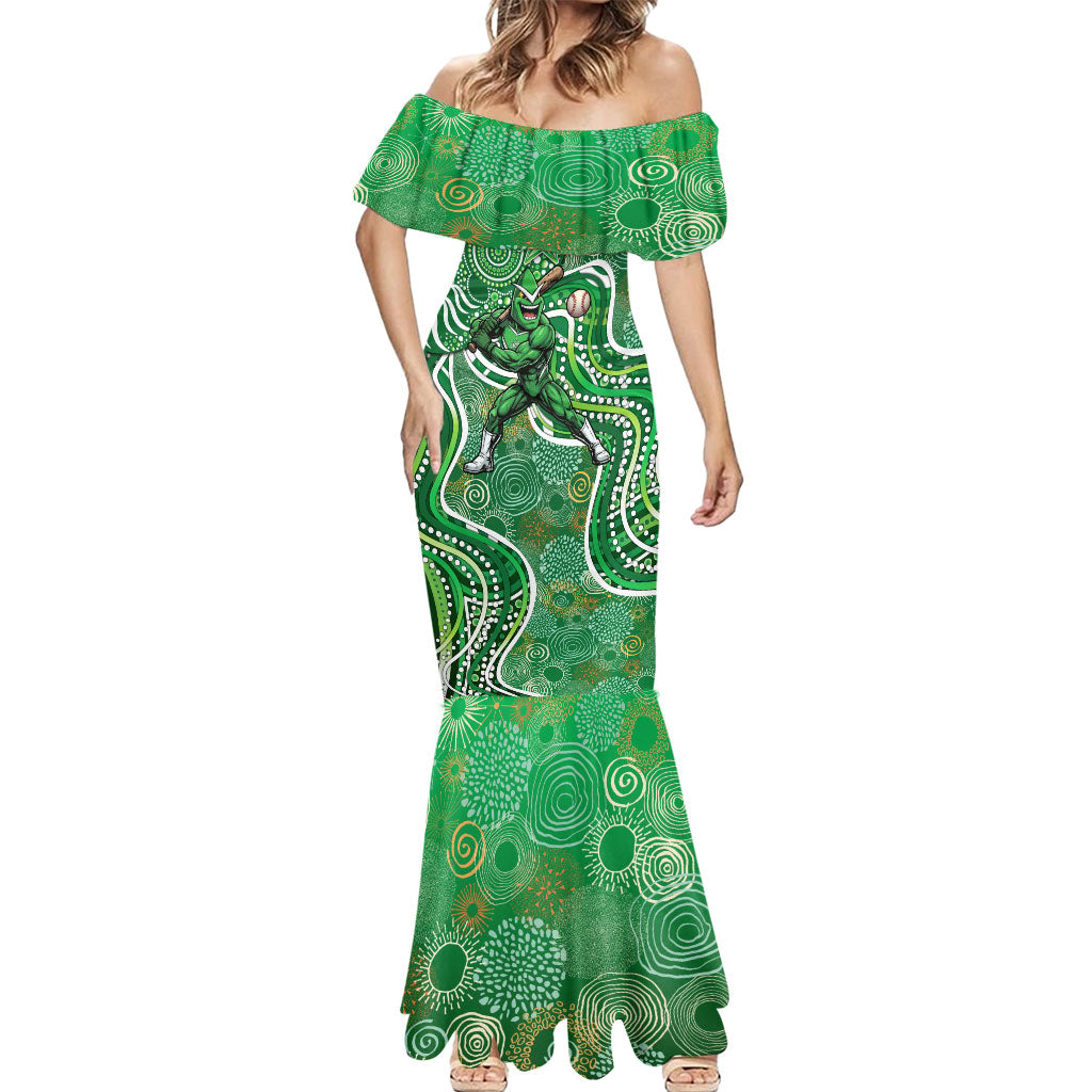 Melbourne Stars Mermaid Dress Indigenous Dot Art Superhero Batter Tribal Pattern