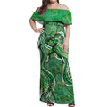 Melbourne Stars Off Shoulder Maxi Dress Indigenous Dot Art Superhero Batter Tribal Pattern