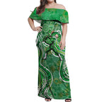Melbourne Stars Off Shoulder Maxi Dress Indigenous Dot Art Superhero Batter Tribal Pattern