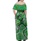 Melbourne Stars Off Shoulder Maxi Dress Indigenous Dot Art Superhero Batter Tribal Pattern