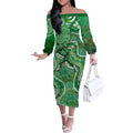 Melbourne Stars Off The Shoulder Long Sleeve Dress Indigenous Dot Art Superhero Batter Tribal Pattern