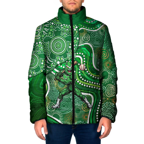 Melbourne Stars Padded Jacket Indigenous Dot Art Superhero Batter Tribal Pattern