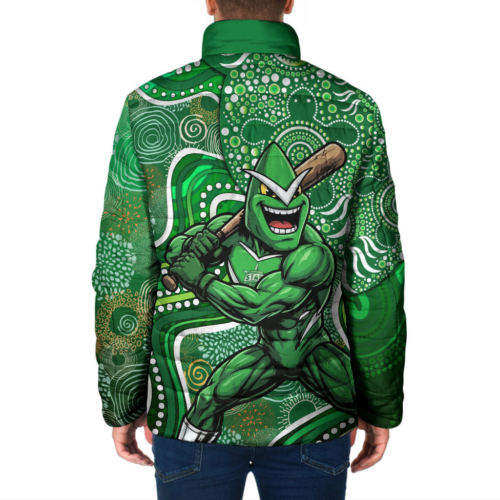 Melbourne Stars Padded Jacket Indigenous Dot Art Superhero Batter Tribal Pattern