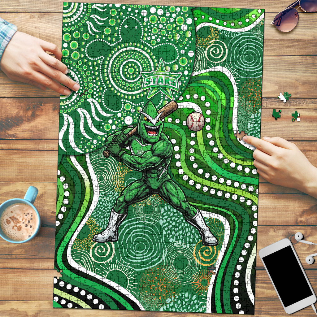 Melbourne Stars Puzzle Indigenous Dot Art Superhero Batter Tribal Pattern