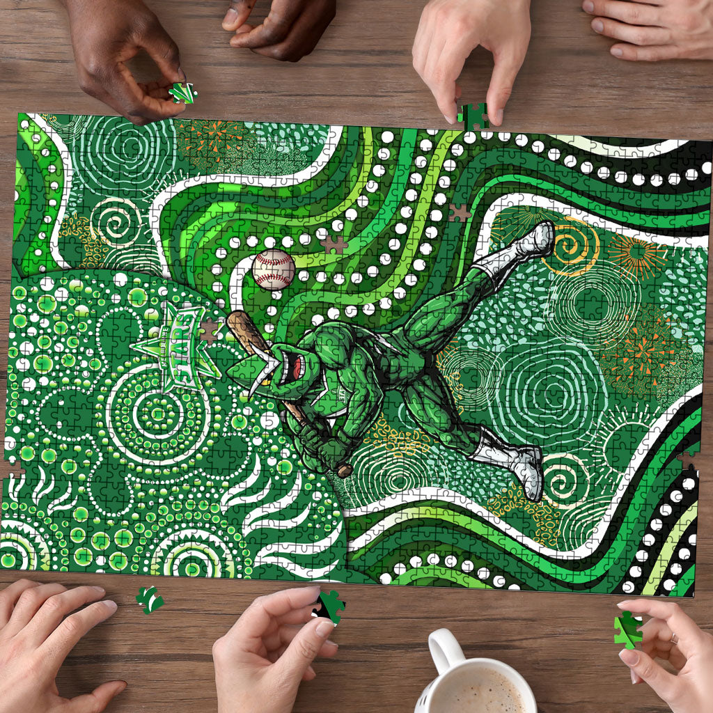 Melbourne Stars Puzzle Indigenous Dot Art Superhero Batter Tribal Pattern