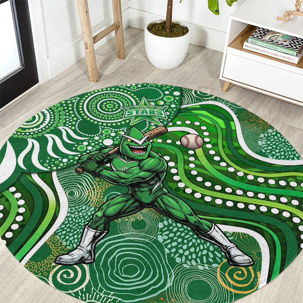 Melbourne Stars Round Carpet Indigenous Dot Art Superhero Batter Tribal Pattern