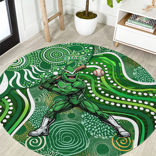 Melbourne Stars Round Carpet Indigenous Dot Art Superhero Batter Tribal Pattern
