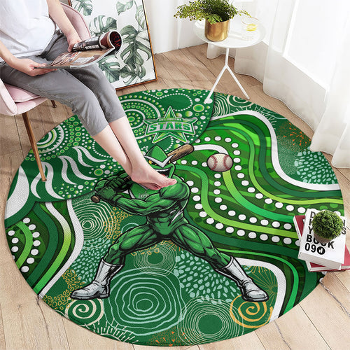 Melbourne Stars Round Carpet Indigenous Dot Art Superhero Batter Tribal Pattern