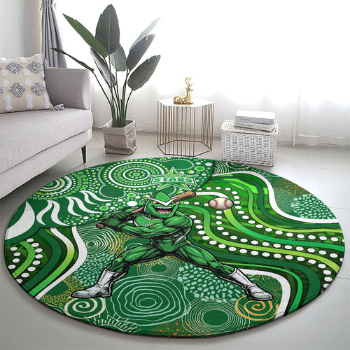 Melbourne Stars Round Carpet Indigenous Dot Art Superhero Batter Tribal Pattern