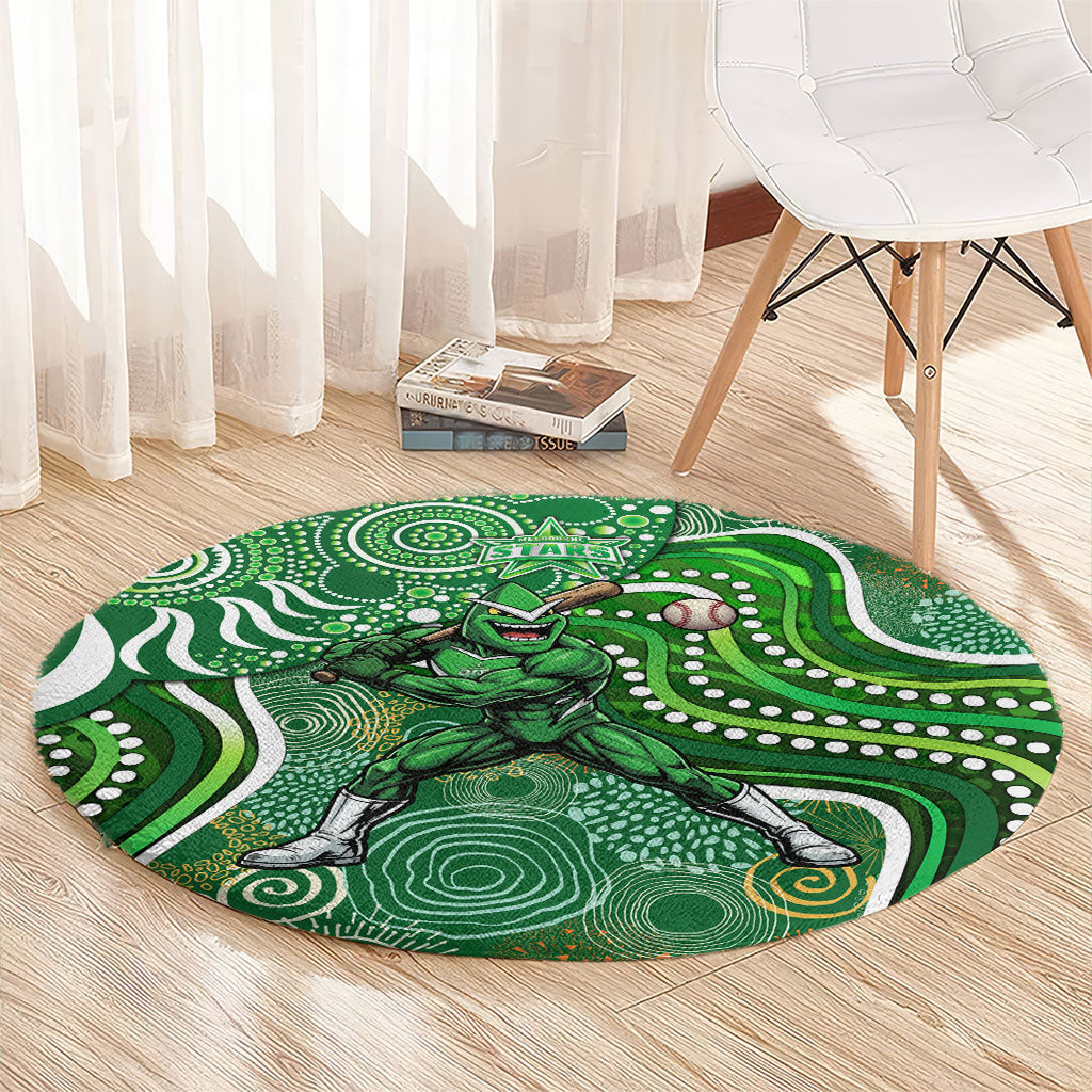Melbourne Stars Round Carpet Indigenous Dot Art Superhero Batter Tribal Pattern