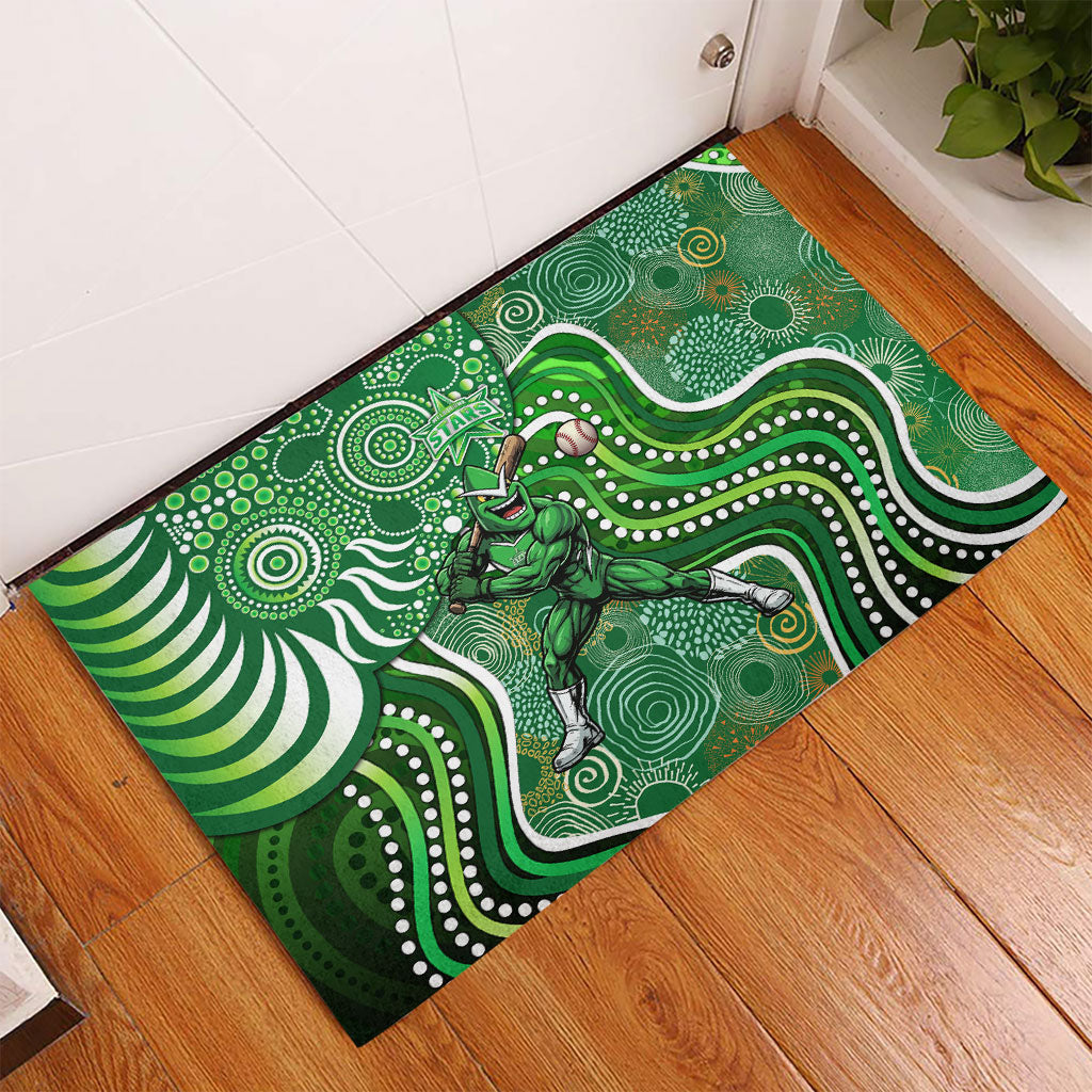 Melbourne Stars Rubber Doormat Indigenous Dot Art Superhero Batter Tribal Pattern