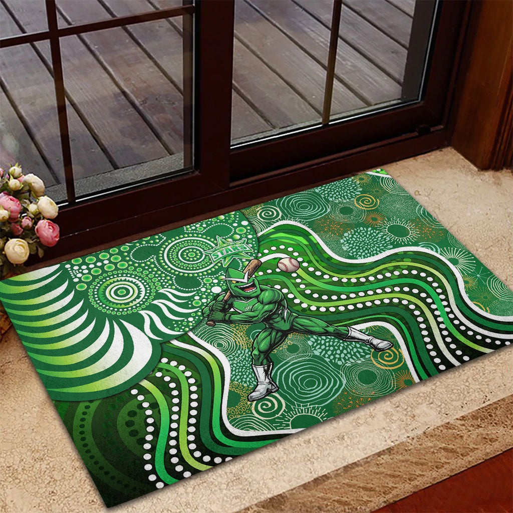 Melbourne Stars Rubber Doormat Indigenous Dot Art Superhero Batter Tribal Pattern