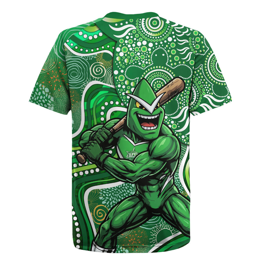 Melbourne Stars Rugby Jersey Indigenous Dot Art Superhero Batter Tribal Pattern