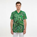 Melbourne Stars Scrub Top Indigenous Dot Art Superhero Batter Tribal Pattern