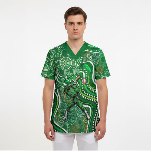 Melbourne Stars Scrub Top Indigenous Dot Art Superhero Batter Tribal Pattern