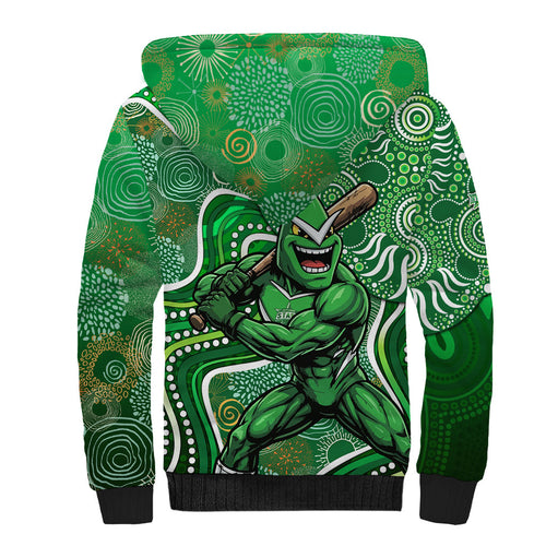 Melbourne Stars Sherpa Hoodie Indigenous Dot Art Superhero Batter Tribal Pattern