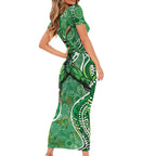 Melbourne Stars Short Sleeve Bodycon Dress Indigenous Dot Art Superhero Batter Tribal Pattern