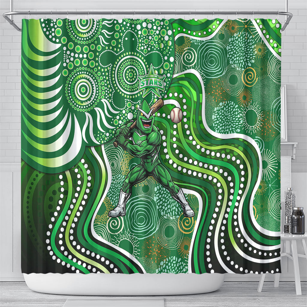 Melbourne Stars Shower Curtain Indigenous Dot Art Superhero Batter Tribal Pattern