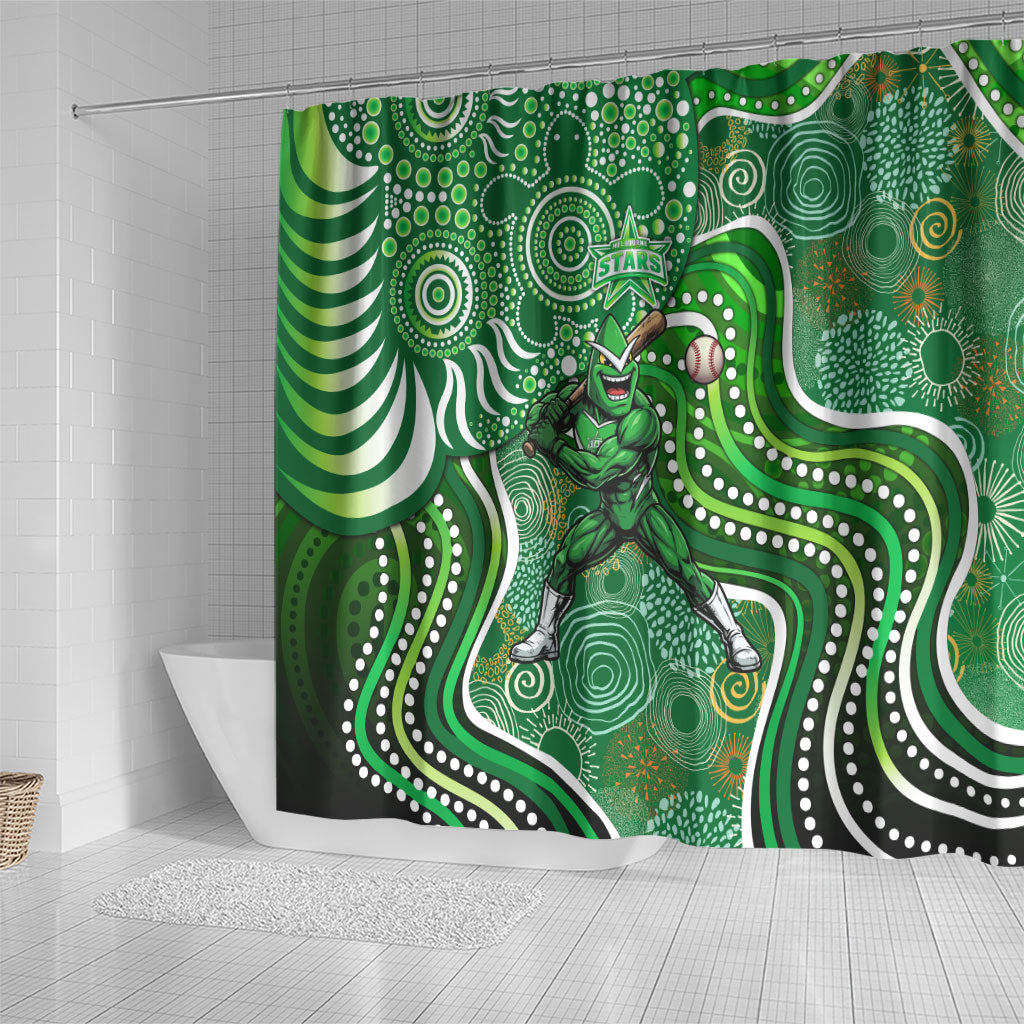 Melbourne Stars Shower Curtain Indigenous Dot Art Superhero Batter Tribal Pattern