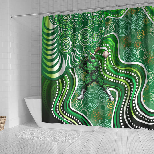 Melbourne Stars Shower Curtain Indigenous Dot Art Superhero Batter Tribal Pattern