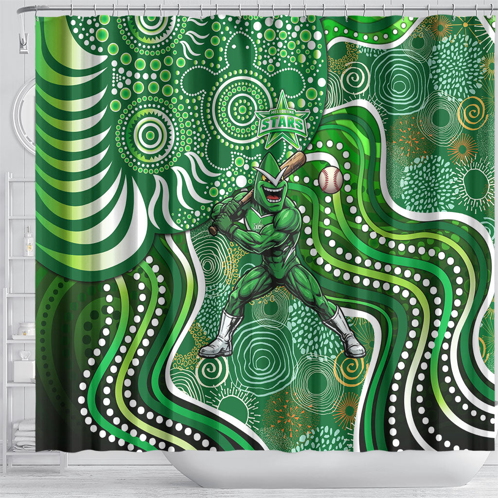 Melbourne Stars Shower Curtain Indigenous Dot Art Superhero Batter Tribal Pattern