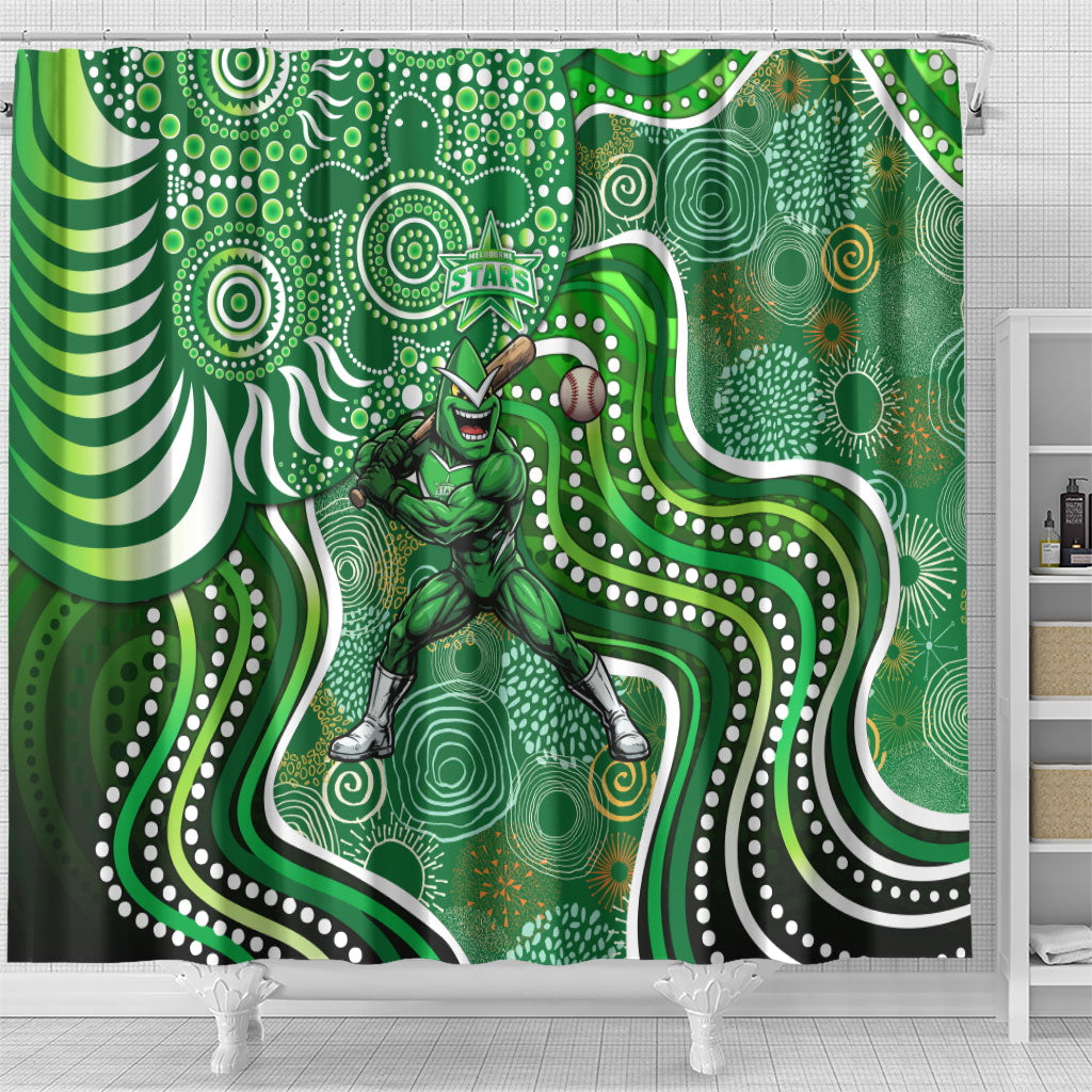 Melbourne Stars Shower Curtain Indigenous Dot Art Superhero Batter Tribal Pattern