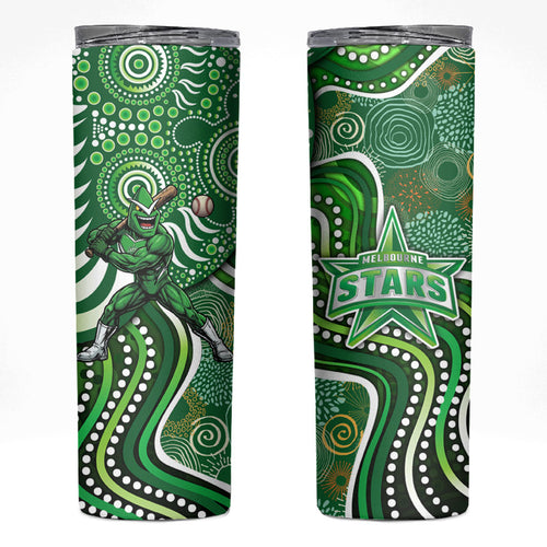 Melbourne Stars Skinny Tumbler Indigenous Dot Art Superhero Batter Tribal Pattern
