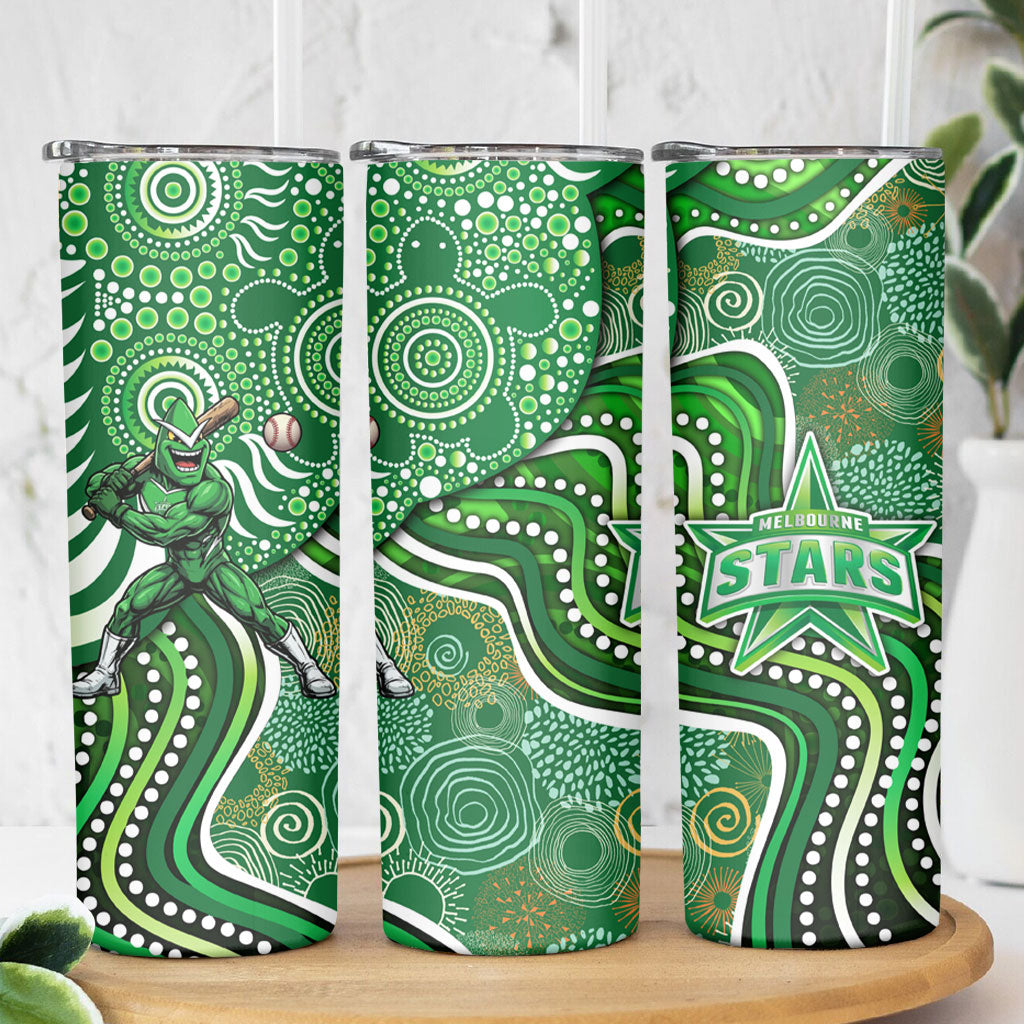 Melbourne Stars Skinny Tumbler Indigenous Dot Art Superhero Batter Tribal Pattern
