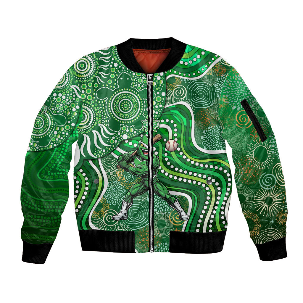 Melbourne Stars Sleeve Zip Bomber Jacket Indigenous Dot Art Superhero Batter Tribal Pattern