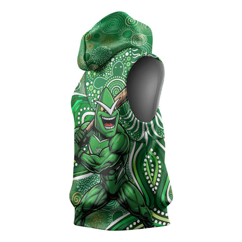 Melbourne Stars Sleeveless Hoodie Indigenous Dot Art Superhero Batter Tribal Pattern