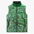Melbourne Stars Sleeveless Puffer Jacket Indigenous Dot Art Superhero Batter Tribal Pattern