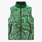 Melbourne Stars Sleeveless Puffer Jacket Indigenous Dot Art Superhero Batter Tribal Pattern